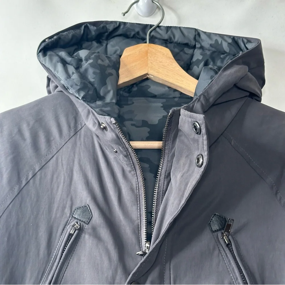 Dex Jacket Camo Junior Hooded Puffer Coat Reversible - Picture 12 of 13